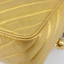 CHANEL Chain Shoulder Bag Leather Gold CC Auth 200713-13