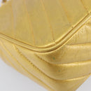 CHANEL Chain Shoulder Bag Leather Gold CC Auth 200713-14