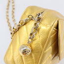 CHANEL Chain Shoulder Bag Leather Gold CC Auth 200713-16