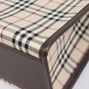 BURBERRY Nova Check Hand Bag Canvas Beige Silver Auth 200714V-9