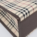 BURBERRY Nova Check Hand Bag Canvas Beige Silver Auth 200714V-15