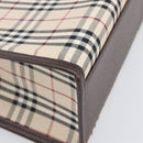 BURBERRY Nova Check Hand Bag Canvas Beige Silver Auth 200714V-17