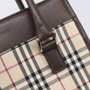 BURBERRY Nova Check Hand Bag Canvas Beige Silver Auth 200714V-10