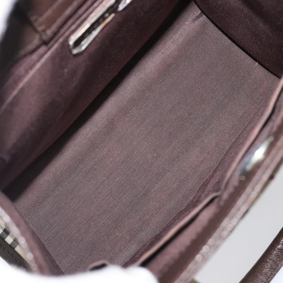 BURBERRY Nova Check Hand Bag Canvas Beige Silver Auth 200714V