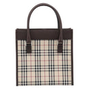 BURBERRY Nova Check Hand Bag Canvas Beige Silver Auth 200714V-2