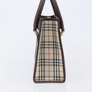 BURBERRY Nova Check Hand Bag Canvas Beige Silver Auth 200714V-3