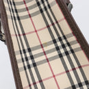 BURBERRY Nova Check Hand Bag Canvas Beige Silver Auth 200714V-4