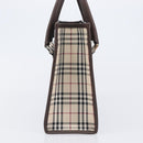 BURBERRY Nova Check Hand Bag Canvas Beige Silver Auth 200714V-5