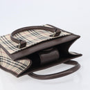 BURBERRY Nova Check Hand Bag Canvas Beige Silver Auth 200714V-7