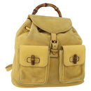 GUCCI Bamboo Backpack Suede Yellow Gold 003 58 0016 Auth 200716A-1