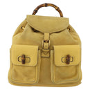 GUCCI Bamboo Backpack Suede Yellow Gold 003 58 0016 Auth 200716A-2