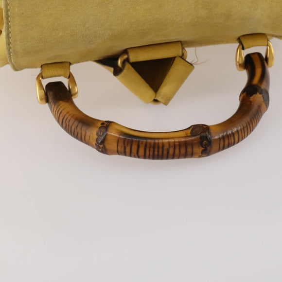 GUCCI Bamboo Backpack Suede Yellow Gold 003 58 0016 Auth 200716A