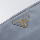 PRADA Clutch Bag Leather Light Blue Gold Auth 200722A-17