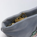 PRADA Clutch Bag Leather Light Blue Gold Auth 200722A-9