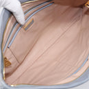 PRADA Clutch Bag Leather Light Blue Gold Auth 200722A-11