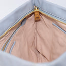 PRADA Clutch Bag Leather Light Blue Gold Auth 200722A-18