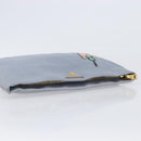 PRADA Clutch Bag Leather Light Blue Gold Auth 200722A-5