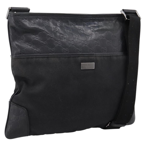 GUCCI GG Canvas Guccissima Shoulder Bag Canvas Black Silver 161822 Auth 200724