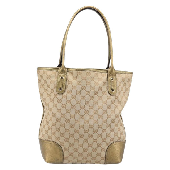 GUCCI GG Canvas Pretty Tote Bag Beige Gold 181779 Auth 200725A