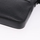 GUCCI GG Emboss Shoulder Bag Leather Black Silver 406410 Auth 200726-14