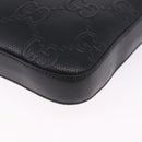 GUCCI GG Emboss Shoulder Bag Leather Black Silver 406410 Auth 200726-16