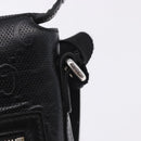 GUCCI GG Emboss Shoulder Bag Leather Black Silver 406410 Auth 200726-18