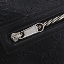 GUCCI GG Emboss Shoulder Bag Leather Black Silver 406410 Auth 200726-19