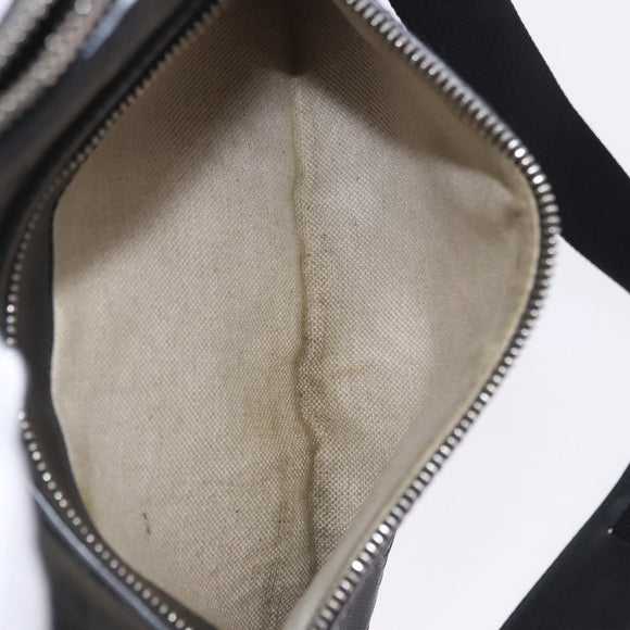 GUCCI GG Emboss Shoulder Bag Leather Black Silver 406410 Auth 200726