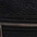 GUCCI GG Emboss Shoulder Bag Leather Black Silver 406410 Auth 200726-3