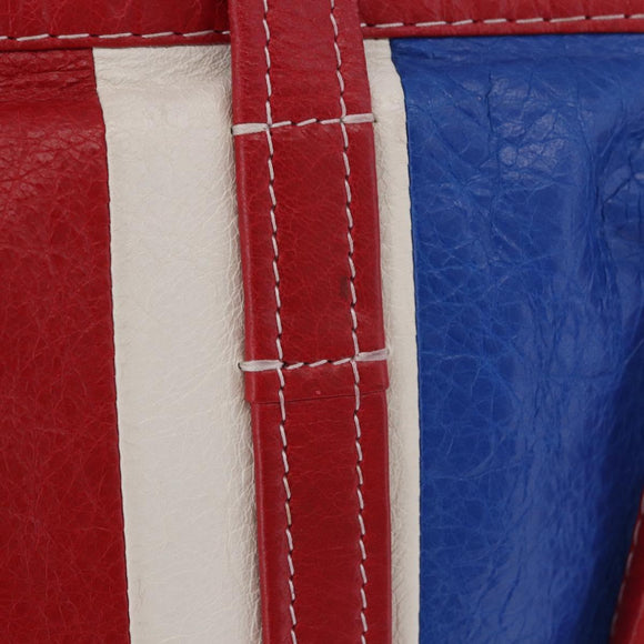BALENCIAGA Bazaar Shopper Hand Bag Leather 2way Red Silver 443096 Auth 200727A