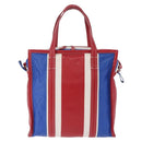 BALENCIAGA Bazaar Shopper Hand Bag Leather 2way Red Silver 443096 Auth 200727A-4