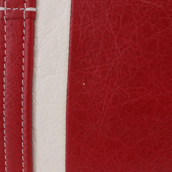 BALENCIAGA Bazaar Shopper Hand Bag Leather 2way Red Silver 443096 Auth 200727A