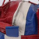 BALENCIAGA Bazaar Shopper Hand Bag Leather 2way Red Silver 443096 Auth 200727A-7