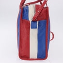 BALENCIAGA Bazaar Shopper Hand Bag Leather 2way Red Silver 443096 Auth 200727A-8