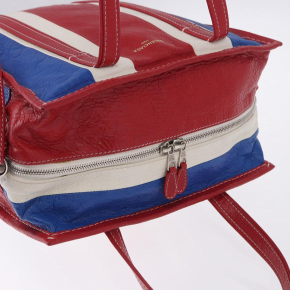 BALENCIAGA Bazaar Shopper Hand Bag Leather 2way Red Silver 443096 Auth 200727A