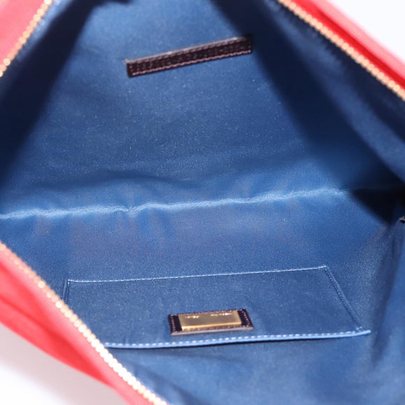 FENDI Zucca Canvas Clutch Bag Red Gold Auth 200728A