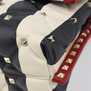 VALENTINO Rock Studs Hand Bag Leather 2way Red Gold Auth 200731V-18