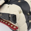VALENTINO Rock Studs Hand Bag Leather 2way Red Gold Auth 200731V-19