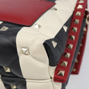 VALENTINO Rock Studs Hand Bag Leather 2way Red Gold Auth 200731V-20