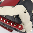 VALENTINO Rock Studs Hand Bag Leather 2way Red Gold Auth 200731V-21