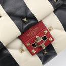 VALENTINO Rock Studs Hand Bag Leather 2way Red Gold Auth 200731V-22