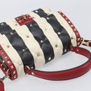 VALENTINO Rock Studs Hand Bag Leather 2way Red Gold Auth 200731V-6