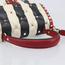 VALENTINO Rock Studs Hand Bag Leather 2way Red Gold Auth 200731V-7