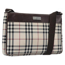 BURBERRY Nova Check Shoulder Bag Canvas Beige Silver Auth 200733-1