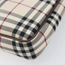 BURBERRY Nova Check Shoulder Bag Canvas Beige Silver Auth 200733-14