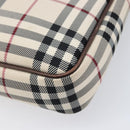 BURBERRY Nova Check Shoulder Bag Canvas Beige Silver Auth 200733-16