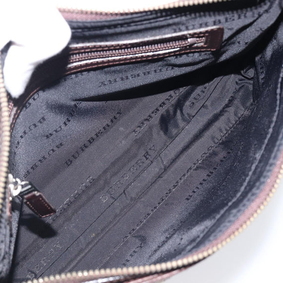 BURBERRY Nova Check Shoulder Bag Canvas Beige Silver Auth 200733