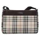 BURBERRY Nova Check Shoulder Bag Canvas Beige Silver Auth 200733-13