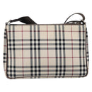 BURBERRY Nova Check Shoulder Bag Canvas Beige Silver Auth 200733-2