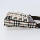 BURBERRY Nova Check Shoulder Bag Canvas Beige Silver Auth 200733-3